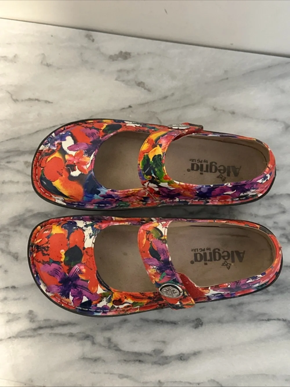 Alegria Floral Mary Jane Shoes in Bright Multicolr size 36